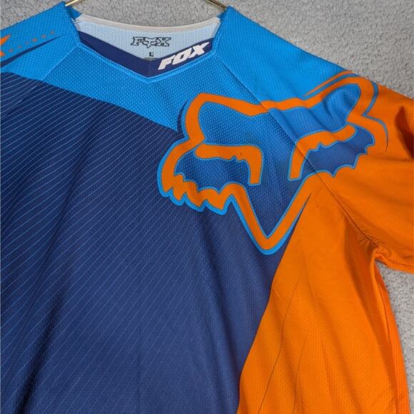 Fox Racing Motocross Jerey Mens Large Orange Blue Long Sleeve Racing - Picture 2 of 6